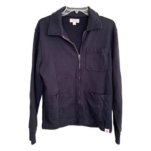 Wallace & Barnes Zip Up Jacket Pockets Blue 100% Cotton Casual S Dark Academia - Picture 1 of 4